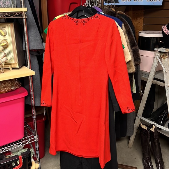 M111 // Red MISS COUTURE Pure Virgin Wool Dress 60s - Picture 9 of 11